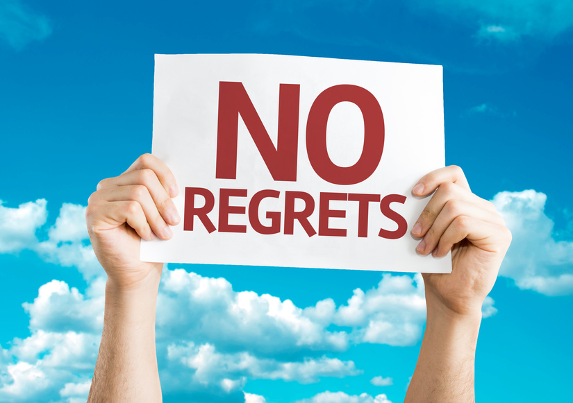 No Regrets card with sky background